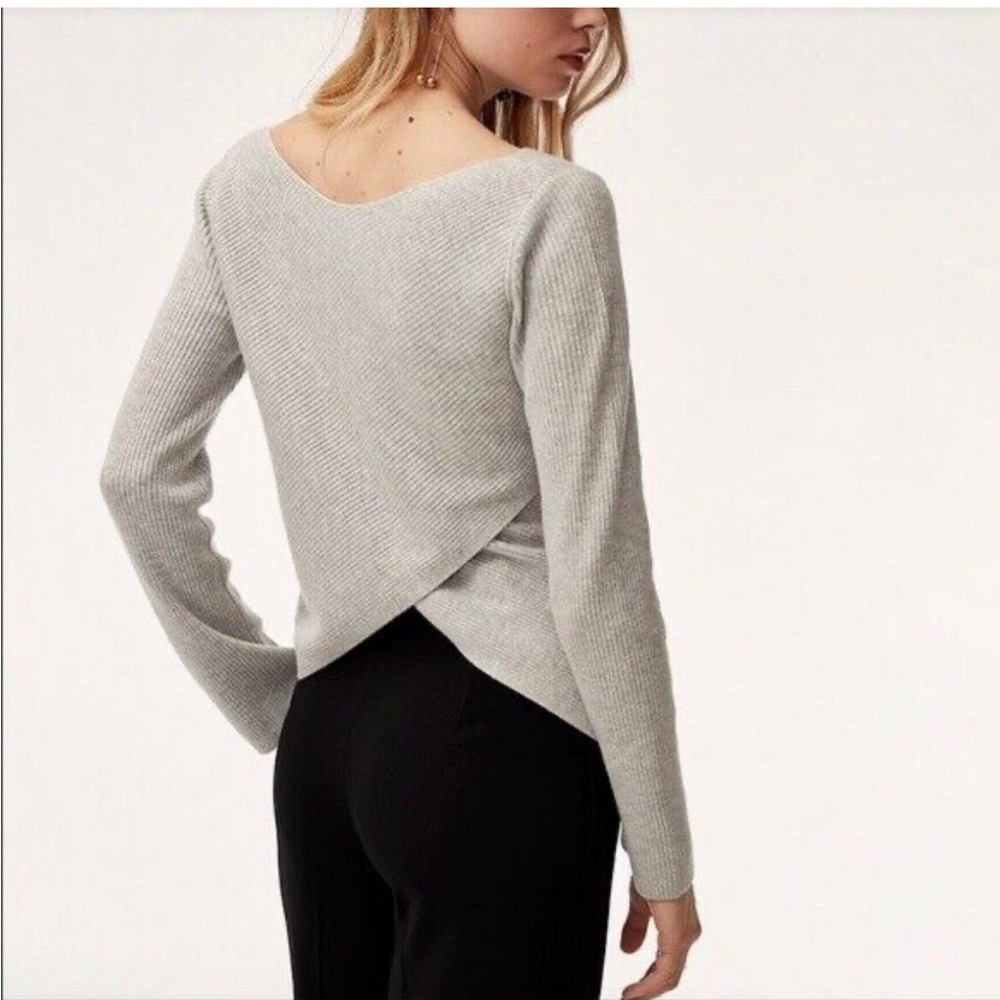 Aritzia Babaton Kitano Grey Wool Linen Blend Cross Back Sweater Medium